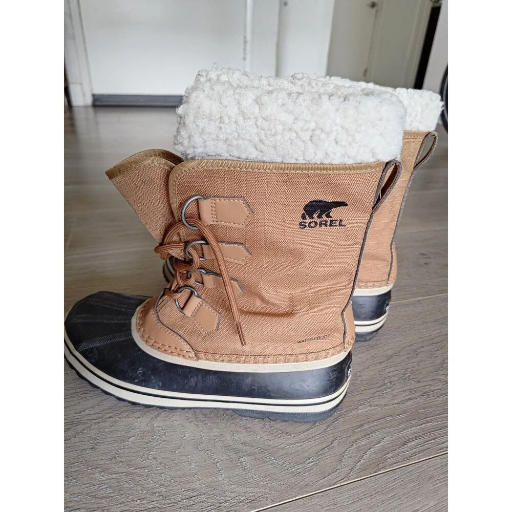 Sorel Winter Carnival Boots Womens 9 Brown Black Ripstop Lace Up Logo NL3483-224 - Picture 5 of 10